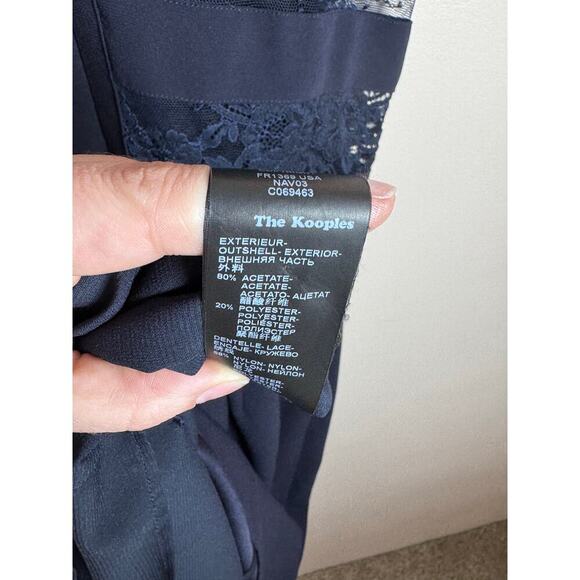 The Kooples Navy Blue Lace Panel Cut Out Crepe Sheath Mini Dress Formal Party S - Picture 10 of 14
